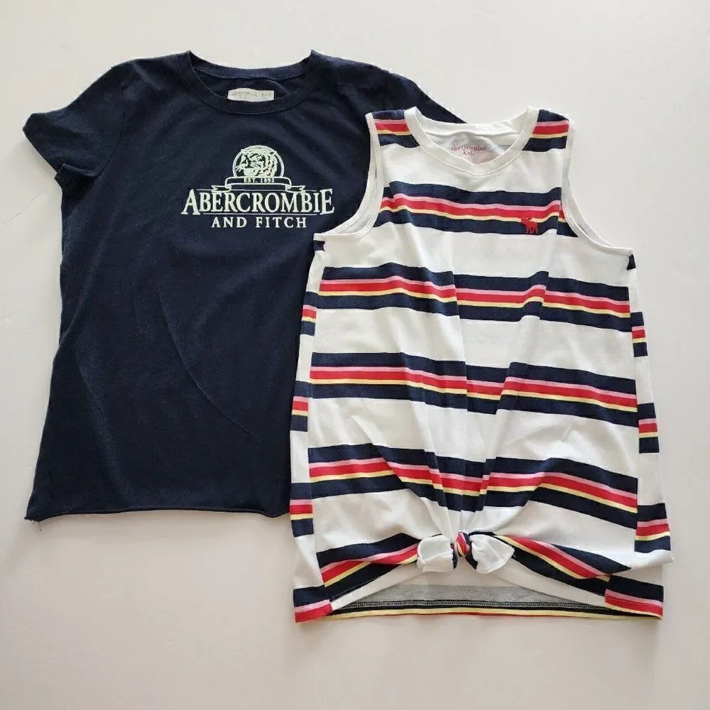 3 Abercrombie Kids 15/16  Girls Tees & Tie‎ Front Tank Navy Stripe